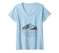 Femme Carte topographique de Montagne Contour Line Géologie Randonnée Extérieur T-Shirt avec Col en V