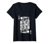 Femme Carte Vintage No Kings in America Protest King of Hearts T-Shirt avec Col en V