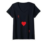 Femme Cartes de blackjack Ace of Hearts Poker 21 T-Shirt avec Col en V