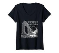 Femme Carthago Delenda Est - Rome Contre Carthage T-Shirt avec Col en V