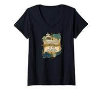 Femme Cartography is My Cardio Funny Map Lover Geographer T-Shirt avec Col en V