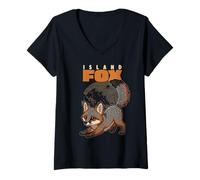 Femme Cartoon Island Fox Race Animal Lover Cute Foxes T-Shirt avec Col en V