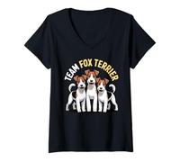 Femme Cartoon Wire Smooth Pet Dog Race Puppy Team Fox Terrier T-Shirt avec Col en V