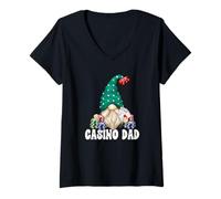 Femme Casino Dad Graphic for Men Las Vegas Trip Gambler GNOME T-Shirt avec Col en V