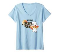 Femme Casper Haunted House Halloween T-Shirt avec Col en V