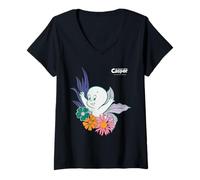 Femme Casper The Friendly Ghost Floral Friend T-Shirt avec Col en V