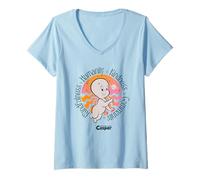 Femme Casper The Friendly Ghost Humanity & Kindness T-Shirt avec Col en V