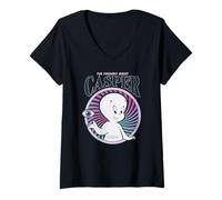 Femme Casper The Friendly Ghost Hypnotic Spiral T-Shirt avec Col en V
