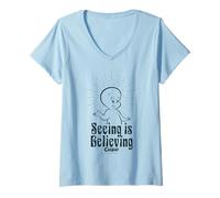 Femme Casper The Friendly Ghost Seeing is Believing Classic T-Shirt avec Col en V