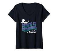 Femme Casper The Friendly Ghost Seeing is Believing T-Shirt avec Col en V