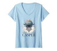 Femme Casper The Friendly Ghost Twin Ghosts & Haunted Manor T-Shirt avec Col en V