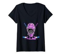 Femme Casque de Hockey Violet pour garçons T-Shirt avec Col en V