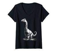 Femme Casque Dinosaure T-Shirt avec Col en V