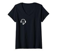 Femme Casque Icon Call Center Gamer Support Design T-Shirt avec Col en V