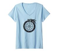 Femme Casque nordique Ouroboros T-Shirt avec Col en V