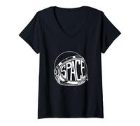 Femme Casque Spatial Astronaute T-Shirt avec Col en V
