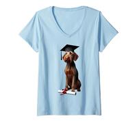 Femme Casquette de remise de diplôme en forme de chien Vizsla à poil dur T-Shirt avec Col en V