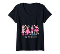 Femme Casse-Noisette Ballet Saison Festive Soldat Jouet fée Sapin T-Shirt avec Col en V