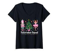 Femme Casse-Noisette de Noël Squad Ballet Dance Femmes Enfants Filles T-Shirt avec Col en V