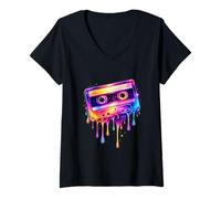 Femme Cassette Amusante et rétro « Good Times » T-Shirt avec Col en V