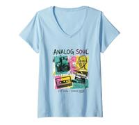 Femme Cassette d'appareil Photo Vintage des années 80 et 90 - Esthétique T-Shirt avec Col en V