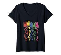 Femme Cassette Tapes Vintage Pop Art Rétro Analogique Musique Lover T-Shirt avec Col en V
