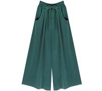 Femme Casual Pantalons Jupe-Culotte Pantalon De Jogging Taille Haute Pantacourt Large 7Vert 5XL