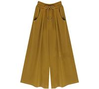 Femme Casual Pantalons Jupe-Culotte Pantalon De Jogging Taille Haute Pantacourt Large 9Jaune 5XL