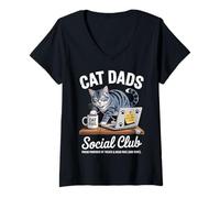 Femme Cat Dads Social Club Un père de chat drôle et sarcastique T-Shirt avec Col en V