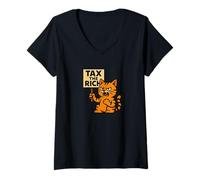 Femme Cat en colère - taxer les riches T-Shirt avec Col en V