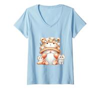 Femme Cat Gnome Cute Kawaii Kitties For Cat People Who Love Cats T-Shirt avec Col en V