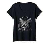 Femme Cat Graduation Gown Funny Cat Class of T-Shirt avec Col en V