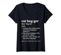 Femme Cat Hugger Definition Funny Dictionnaire Style Feline Lover T-Shirt avec Col en V