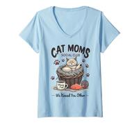 Femme Cat Moms Social Club, fière propriétaire de Cat Mom Funny Kitty T-Shirt avec Col en V