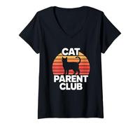 Femme Cat Parent Club T-Shirt avec Col en V