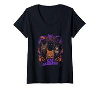Femme Cat Sabbath Feline Heavy Rock Band Parodie T-Shirt avec Col en V