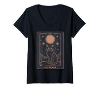 Femme Cat Tarot Card - The Moon Vintage Style Tee T-Shirt avec Col en V