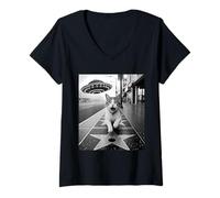 Femme Cat Walk of Fame UFO LA Los Angeles Alien Kitten T-Shirt avec Col en V