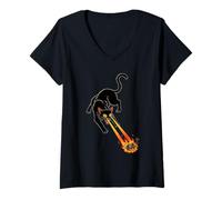 Femme Cat with Laser Eyes - Lasercat T-Shirt avec Col en V