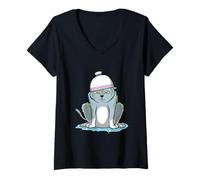 Femme Catastrophe du chat ramen T-Shirt avec Col en V