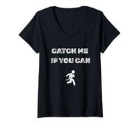 Femme Catch Me If You Can Flag Football T-Shirt avec Col en V