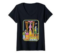 Femme Catch of The Day Mermaid Retro Vintage Funny Adult Humor T-Shirt avec Col en V