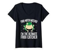 Femme Catcher De Grenouille Frog-Match Matcher Grenouille T-Shirt avec Col en V
