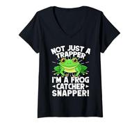 Femme Catcher De Grenouille Not Just A Trapper Frog Snapper T-Shirt avec Col en V