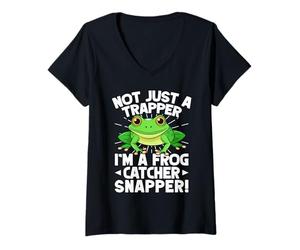 Femme Catcher De Grenouille Not Just A Trapper Frog Snapper T-Shirt avec Col en V
