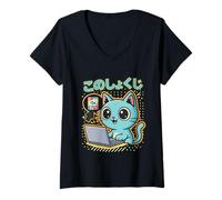 Femme Catcore Vibes pour Les ingénieurs informatiques Qui Aiment Faire du Shopping T-Shirt avec Col en V