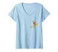 Femme Catdog Best of Both Worlds Retro Cat Character Left Chest T-Shirt avec Col en V