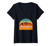Femme Cathédrale Rock Sedona Arizona Style années 80 Vintage rétro T-Shirt avec Col en V