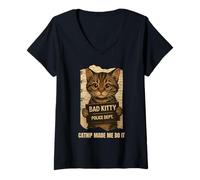 Femme Catnip Made Me Do It Funny For Cat Lover Men Women T-Shirt avec Col en V