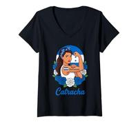 Femme Catracha Honduran Pride Femme Forte Incassable T-Shirt avec Col en V